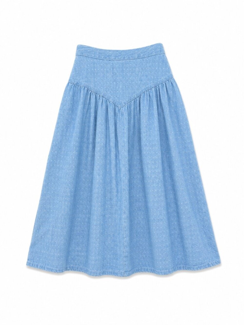 Y2K Midi Skirt, Denim with Polka Dots, Size 7 Juniors
